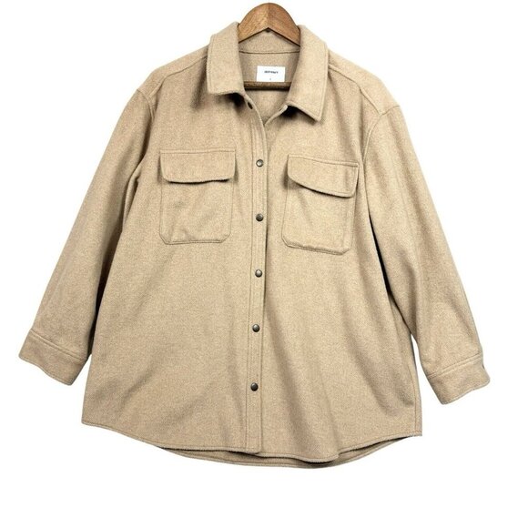 Old Navy Brushed Twill Camel Shacket Jacket Womens Size Large - Picture 1 of 6